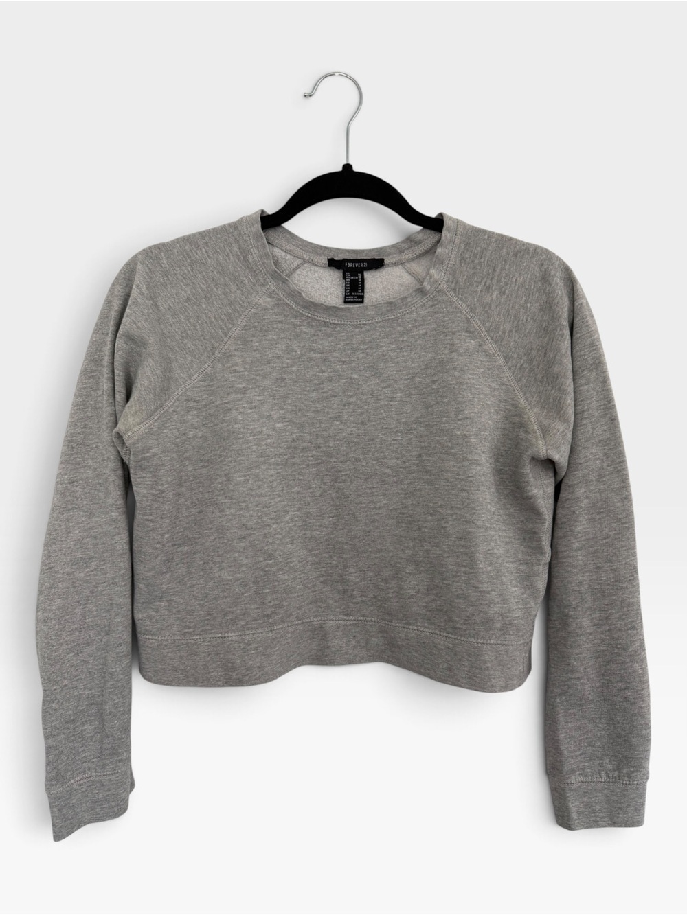 Forever 21 Lightweight Grey Heather Cropped Crewneck Pullover Sweater | Junior M